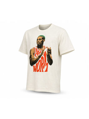 Dennis Rodman “The Worm” Men's NBA Chicago Bulls T Shirt Sz L White Graphic